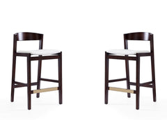 Klismos Counter Stool in Ivory and Dark Walnut (set of 2) - Ornate Home