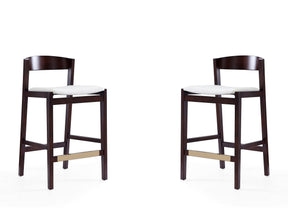 Klismos Counter Stool in Ivory and Dark Walnut (set of 2) - Ornate Home