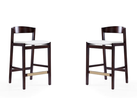 Klismos Counter Stool in Ivory and Dark Walnut (set of 2) - Ornate Home