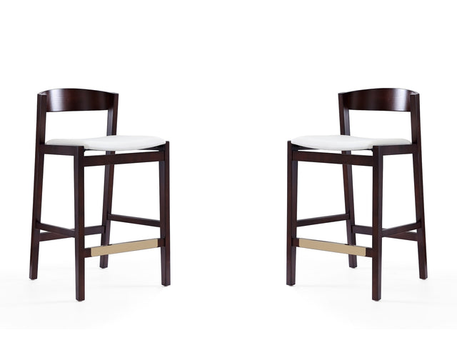 Klismos Counter Stool in Ivory and Dark Walnut (set of 2) - Ornate Home