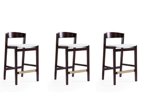 Klismos Counter Stool in Ivory and Dark Walnut (set of 3) - Ornate Home