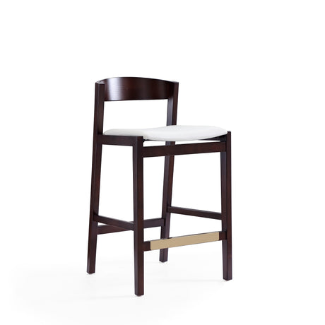 Klismos Counter Stool in Ivory and Dark Walnut (set of 3) - Ornate Home
