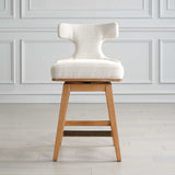 Klismos Off-White Fabric Counter Stool - Ornate Home