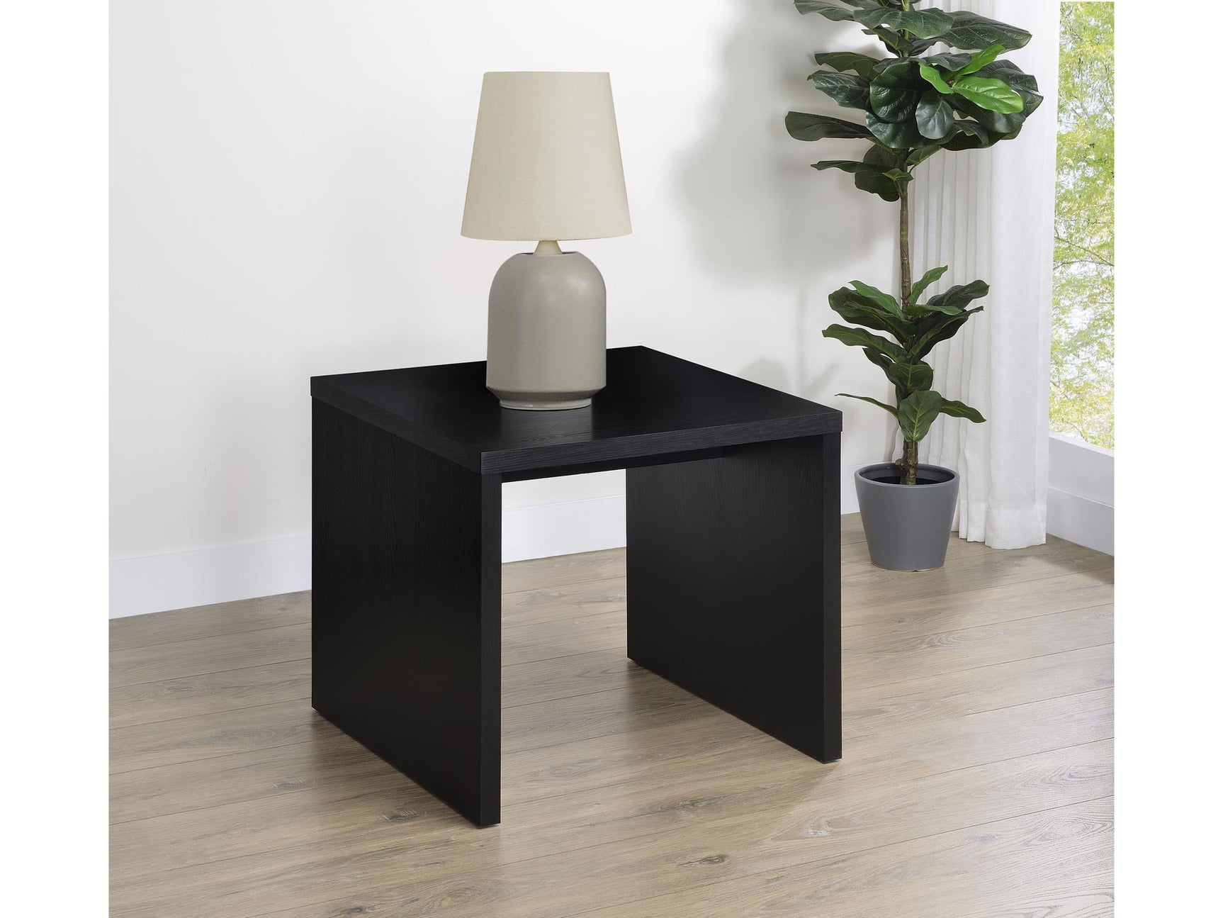 Knapp Black Engineered Wood Square Side End Table - Ornate Home