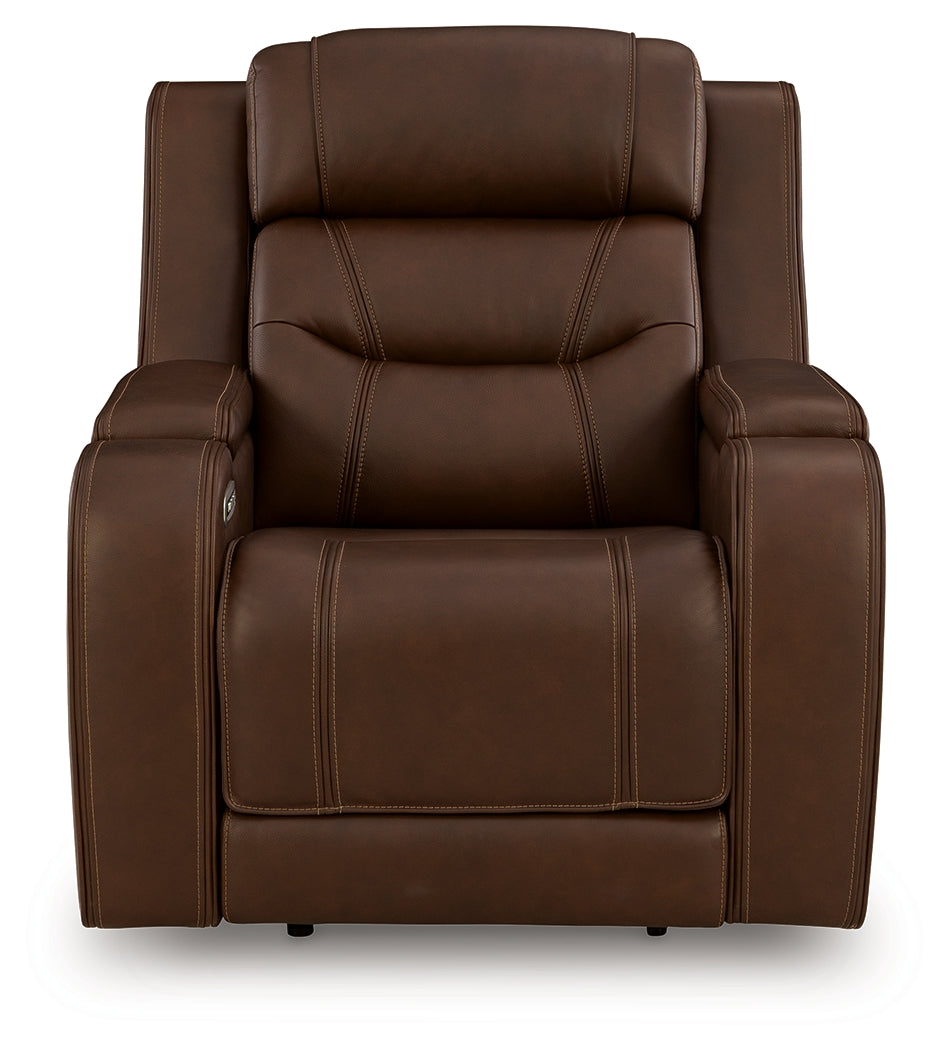 Knightington Brown Power Recliner w/Audio Seating - Ornate Home