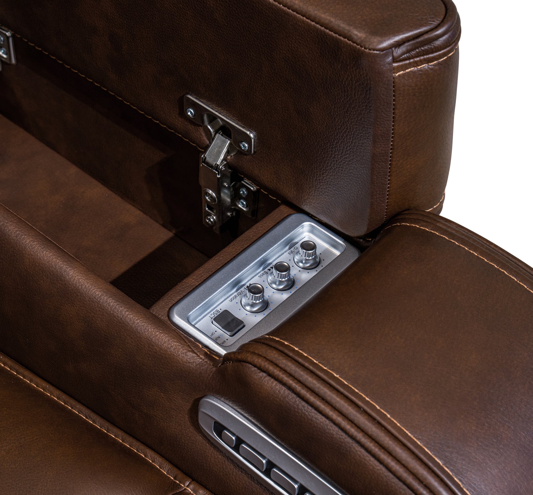 Knightington Brown Power Recliner w/Audio Seating - Ornate Home