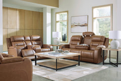Knightington Caramel PWR REC Sofa w/Audio Seating - Ornate Home