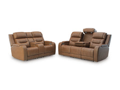 Knightington Caramel PWR REC Sofa w/Audio Seating - Ornate Home