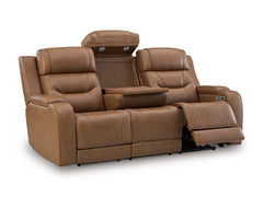 Knightington Caramel PWR REC Sofa w/Audio Seating - Ornate Home