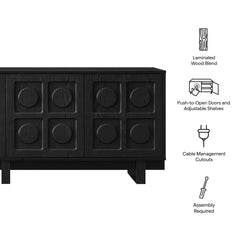 Knox Black 71 Inch TV Stand - Ornate Home