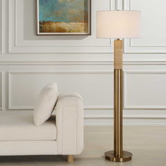 Knox Brass Travertine Floor Lamp - Ornate Home