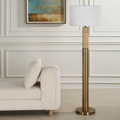 Knox Brass Travertine Floor Lamp - Ornate Home