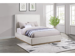 Knox Cream Queen Upholstered Panel Bed - Ornate Home