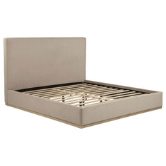 Knox Khaki Eastern King Fabric Upholstered Platform Bed - Ornate Home