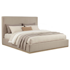 Knox Khaki Eastern King Fabric Upholstered Platform Bed - Ornate Home