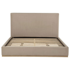 Knox Khaki Eastern King Fabric Upholstered Platform Bed - Ornate Home