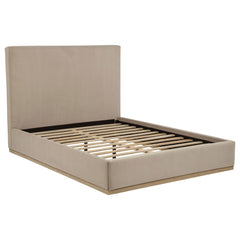 Knox Khaki Queen Fabric Upholstered Platform Bed - Ornate Home