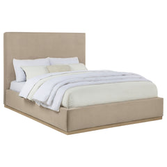 Knox Khaki Queen Fabric Upholstered Platform Bed - Ornate Home