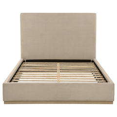 Knox Khaki Queen Fabric Upholstered Platform Bed - Ornate Home