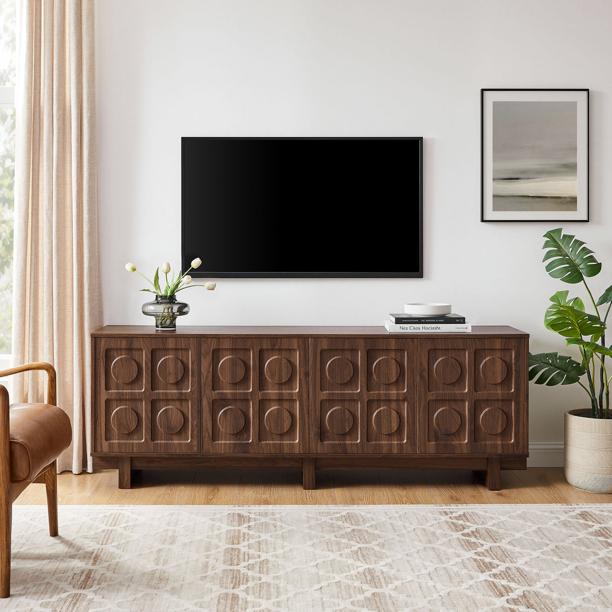 Knox Walnut 71 Inch TV Stand - Ornate Home