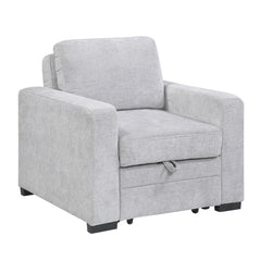 Koben Silver Convertible Chair With Pull-out Bed - Ornate Home