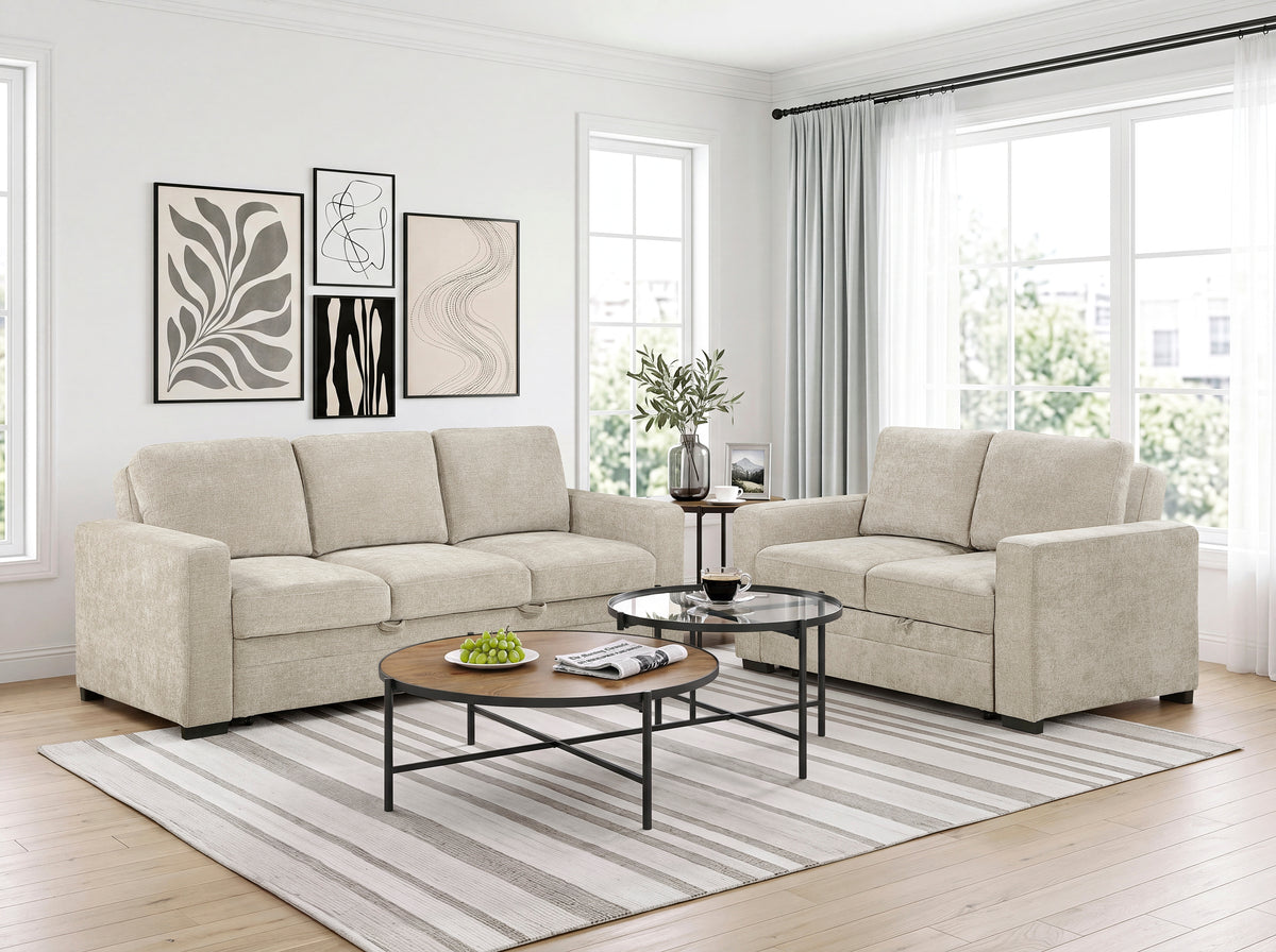 Koben Silver Convertible Sofa With Pull-out Bed - Ornate Home