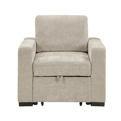 Koben Taupe Convertible Chair With Pull-out Bed - Ornate Home