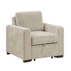 Koben Taupe Convertible Chair With Pull-out Bed - Ornate Home