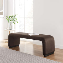 Koda Black/Chocolate Brown Performance Velvet Waterfall Long Bench - Ornate Home