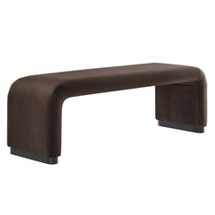 Koda Black/Chocolate Brown Performance Velvet Waterfall Long Bench - Ornate Home