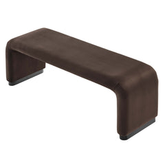 Koda Black/Chocolate Brown Performance Velvet Waterfall Long Bench - Ornate Home