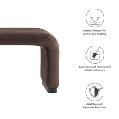 Koda Black/Chocolate Brown Performance Velvet Waterfall Long Bench - Ornate Home
