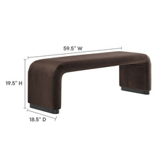 Koda Black/Chocolate Brown Performance Velvet Waterfall Long Bench - Ornate Home