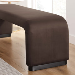 Koda Black/Chocolate Brown Performance Velvet Waterfall Long Bench - Ornate Home