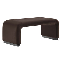 Koda Black/Chocolate Brown Performance Velvet Waterfall Ottoman - Ornate Home