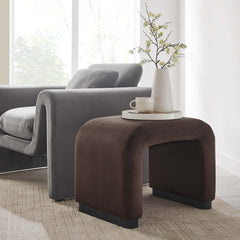 Koda Black/Chocolate Brown Performance Velvet Waterfall Stool - Ornate Home