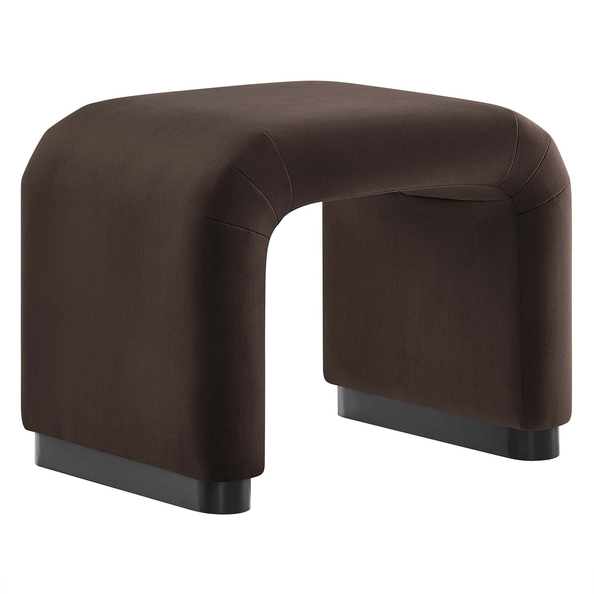 Koda Black/Chocolate Brown Performance Velvet Waterfall Stool - Ornate Home