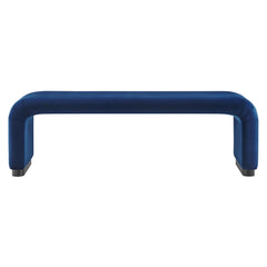 Koda Black/Midnight Blue Performance Velvet Waterfall Long Bench - Ornate Home