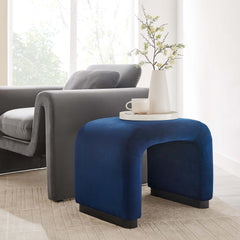 Koda Black/Midnight Blue Performance Velvet Waterfall Stool - Ornate Home
