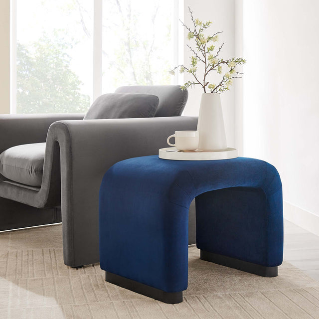 Koda Black/Midnight Blue Performance Velvet Waterfall Stool - Ornate Home