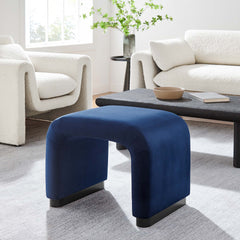 Koda Black/Midnight Blue Performance Velvet Waterfall Stool - Ornate Home