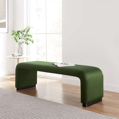 Koda Black/Moss Green Performance Velvet Waterfall Long Bench - Ornate Home