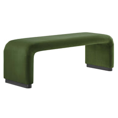 Koda Black/Moss Green Performance Velvet Waterfall Long Bench - Ornate Home