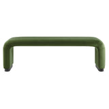 Koda Black/Moss Green Performance Velvet Waterfall Long Bench - Ornate Home