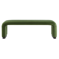 Koda Black/Moss Green Performance Velvet Waterfall Long Bench - Ornate Home