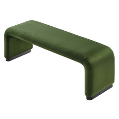 Koda Black/Moss Green Performance Velvet Waterfall Long Bench - Ornate Home