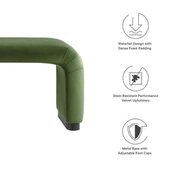Koda Black/Moss Green Performance Velvet Waterfall Long Bench - Ornate Home
