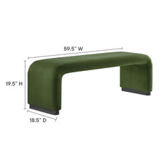 Koda Black/Moss Green Performance Velvet Waterfall Long Bench - Ornate Home