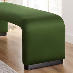 Koda Black/Moss Green Performance Velvet Waterfall Long Bench - Ornate Home