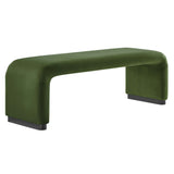 Koda Black/Moss Green Performance Velvet Waterfall Long Bench - Ornate Home